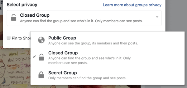 Fiecare grup Facebook poate fi public, închis sau secret.