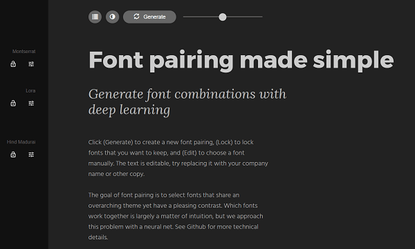 Găsiți contraste pentru fonturile dvs. cu Fontjoy.com.