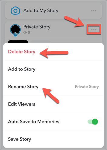 Editați o poveste privată Snapchat