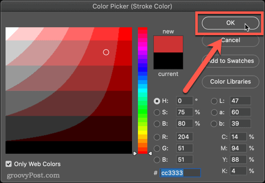 Selectarea unei noi culori în Photoshop