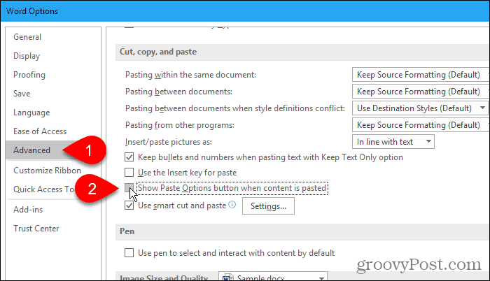 Cum să eliminați caseta de enervare de lipit din Microsoft Word