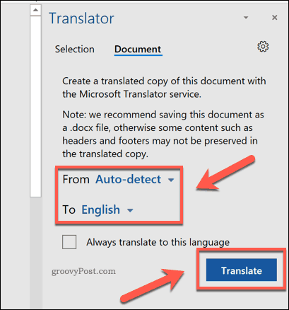 Traducerea unui document PDF întreg în Word