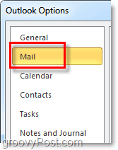 faceți clic pe fila Opțiuni poștale din Outlook 2010