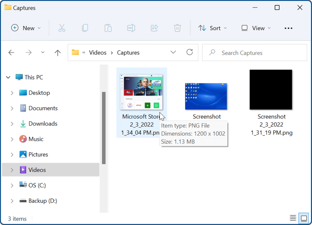 folderul de captură video faceți o captură de ecran pe Windows 11