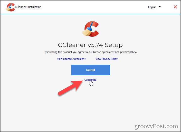 Personalizați instalarea CCleaner