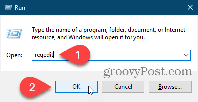 Deschideți Editorul Registrului folosind caseta de dialog Executați în Windows