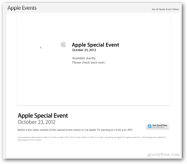 Eveniment Apple 23 octombrie 2012