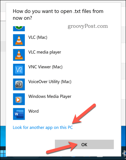 Alegerea unei aplicații pentru a deschide un tip de fișier pe Windows 11