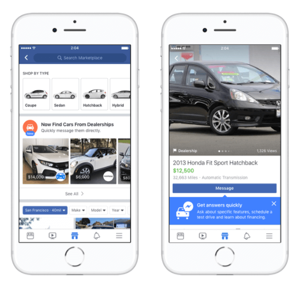 Facebook Marketplace colaborează cu liderii din industria auto Edmunds, Cars.com, Auction123 și multe altele, pentru a facilita cumpărarea de mașini pentru cumpărătorii din S.U.A.