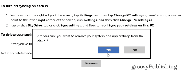 Eliminați datele sincronizate din SkyDrive din Windows 8.1