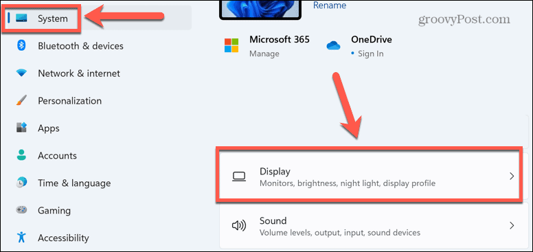 meniul de afișare Windows 11