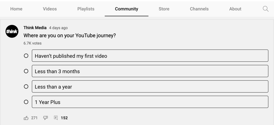 imaginea sondajului din fila Comunitate a canalului YouTube