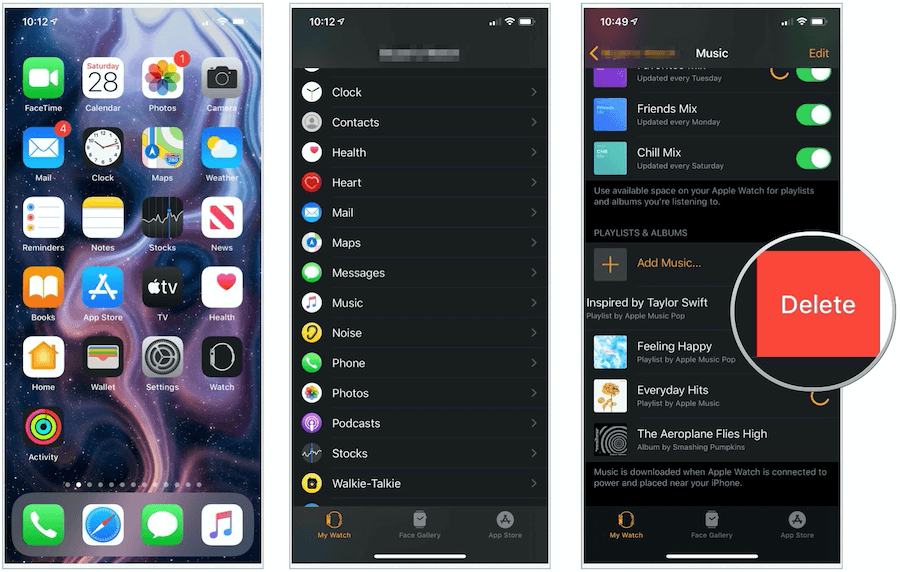 Apple Watch șterge muzică