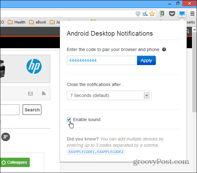 Notificare desktop Android