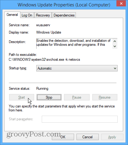 Serviciul Windows Update