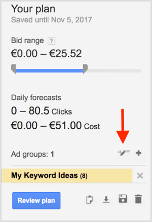 Tipul de potrivire a Planificatorului de cuvinte cheie Google AdWords