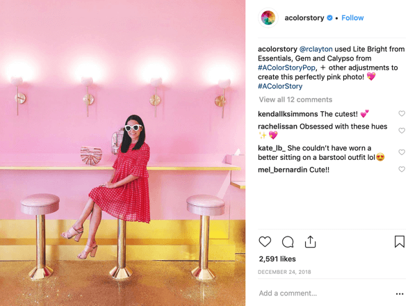 Creați o poveste Instagram A Color Story pasul 7 care arată o postare terminată.