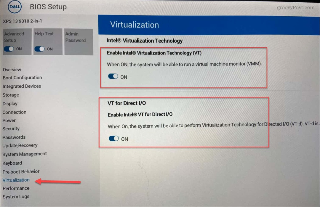 BIOS Activați virtualizarea
