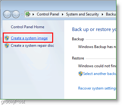 Windows 7: Creați un link de imagine de sistem