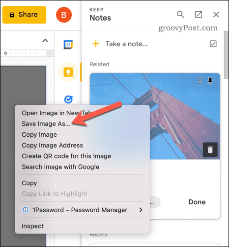 Salvarea unei imagini Google Slides pe computer