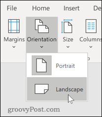 Modificarea orientării paginii în modul Word în modul Peisaj