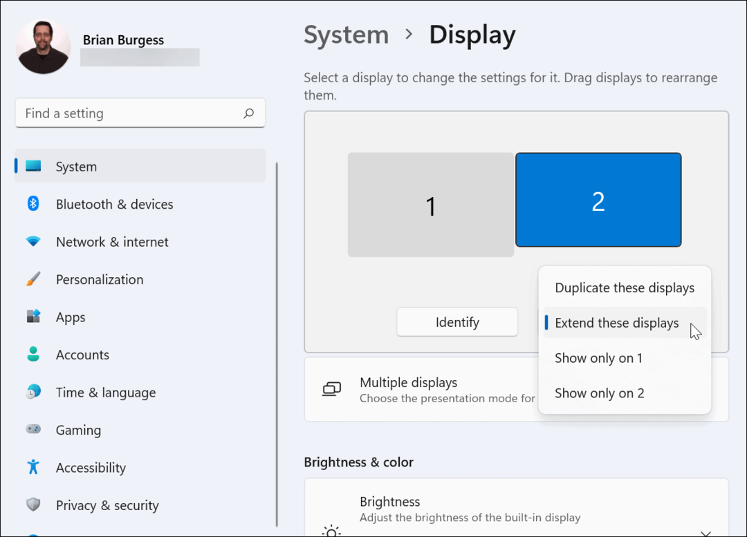 Extindeți setările monitorului de afișare Windows 11