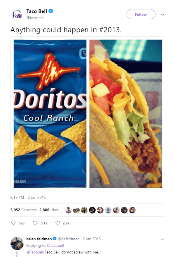 Tweet-ul original de teaser pentru Doritos Locos Taco.