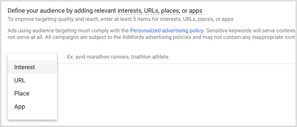 Google AdWords creează un public de afinitate personalizat