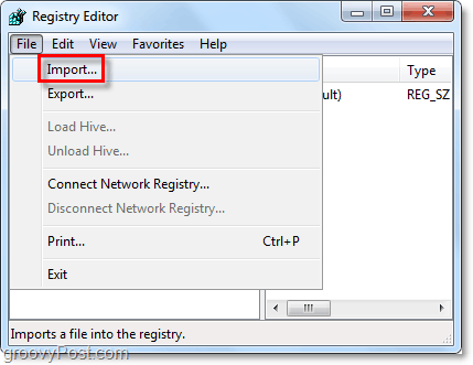import de registru în Windows 7 și Vista