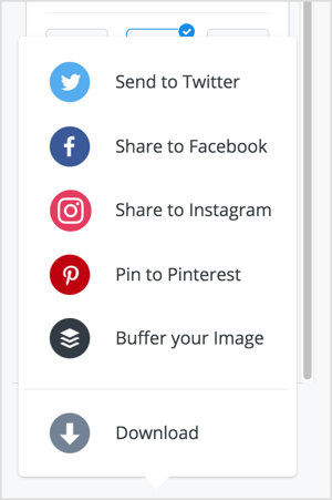Puteți partaja imaginea dvs. pe Twitter, Facebook, Instagram sau Pinterest prin Pablo. 