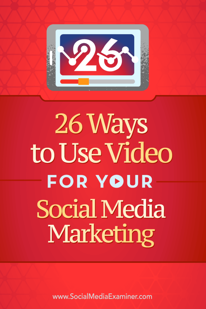 Sfaturi despre 26 de moduri în care puteți utiliza video în marketingul dvs. social.