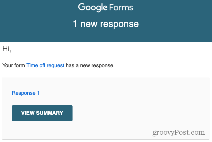 Alerte prin e-mail cu răspunsuri Google Forms