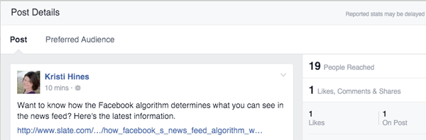 Detalii despre posturile de optimizare a publicului pe Facebook