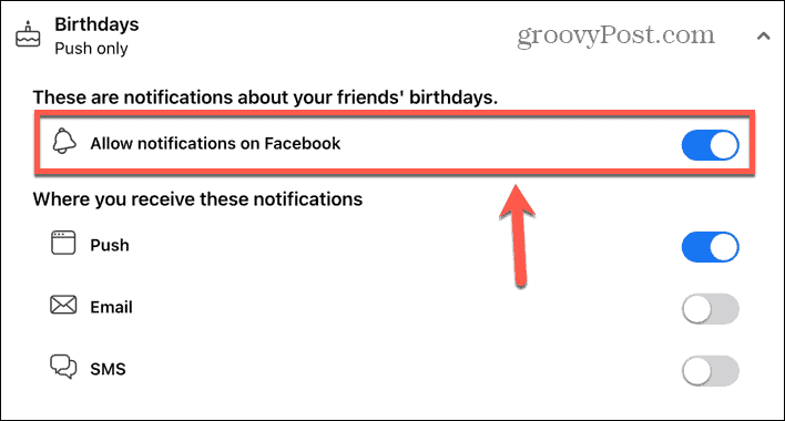 facebook permite notificări