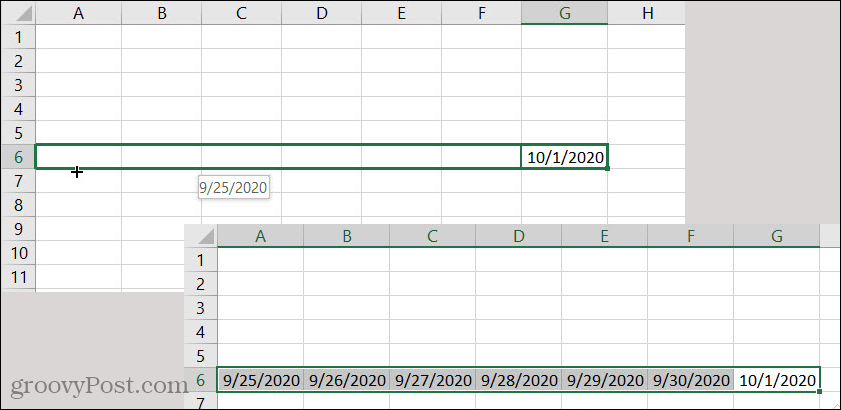 Data de completare automată Excel înapoi