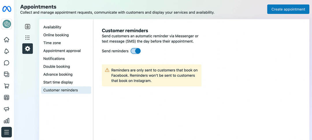 cum-să-gestionați-întâmpinările-rezervate-sau-rezervările-prin-meta-business-suite-trimiteți-mementouri-panou-click-settings-tab-select-customer-meminders-click-toggle-to-activare-example- 19