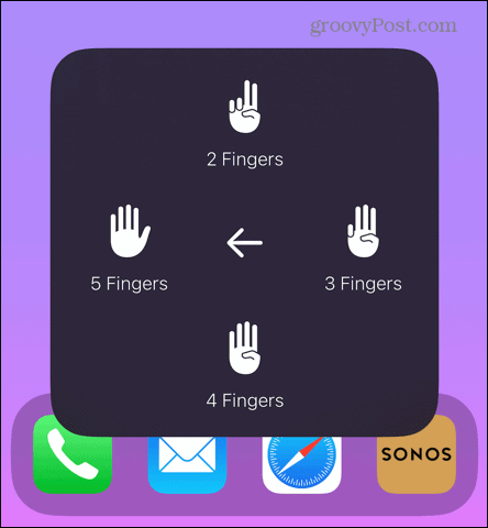 atingere de asistență selectați numărul de degete