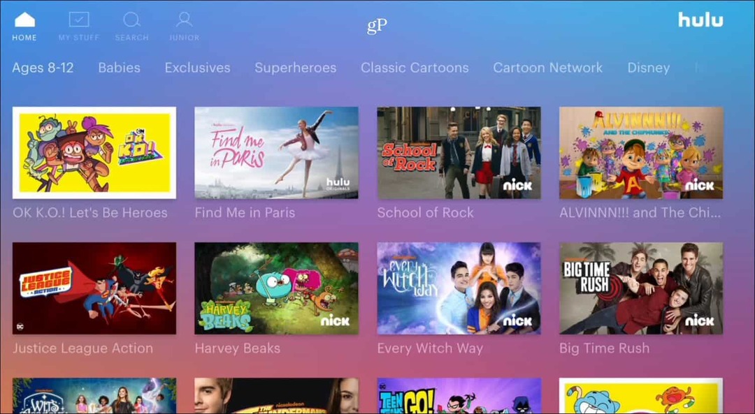 Profil Hulu Kids Apple TV