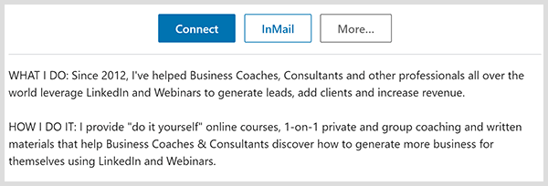 Profilul LinkedIn al lui John Nemo notează ce face și cum o face.