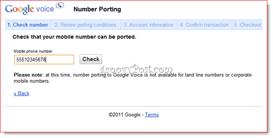 Număr de telefon Google Voice Port