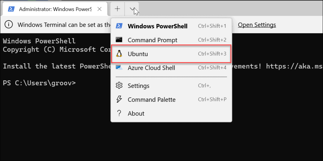 Ubuntu de la PowerShell