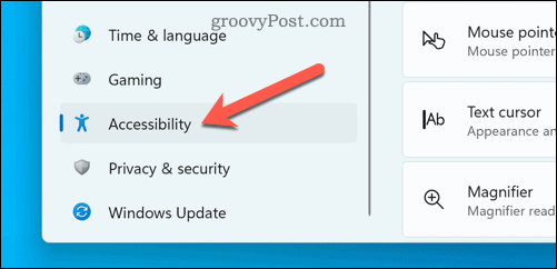 Deschideți meniul de accesibilitate pe Windows 11