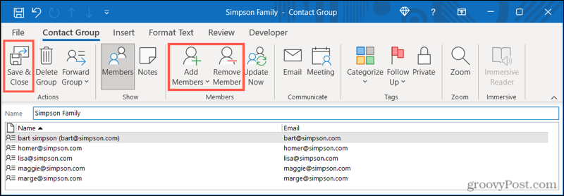 Editați un grup de contacte în Outlook