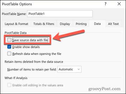 Modificarea datelor sursă a tabelului pivot în Excel