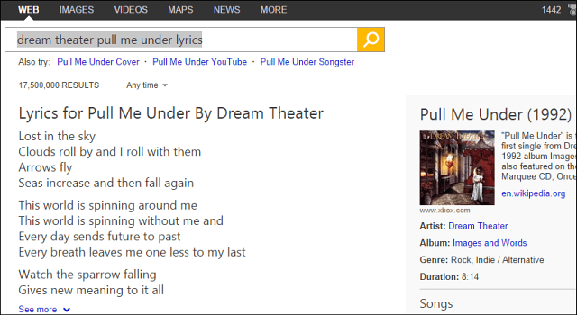Google copiază Bing, adaugă versuri ale melodiei în rezultatele căutării