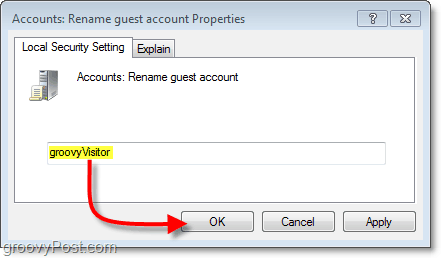 modul de modificare a numelui contului de invitat în Windowsws 7