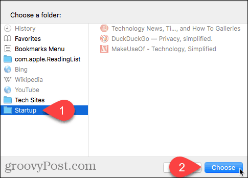 Alegeți o casetă de dialog folder în Safari pe Mac
