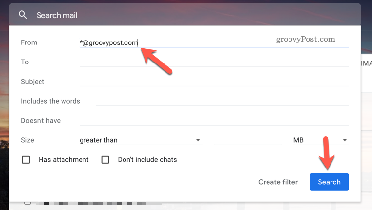 Crearea unei noi reguli de filtrare în Gmail