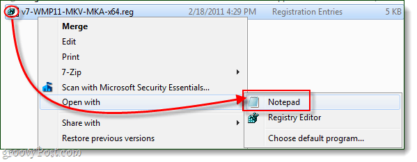 editați fișierul de registru cu un bloc de notițe