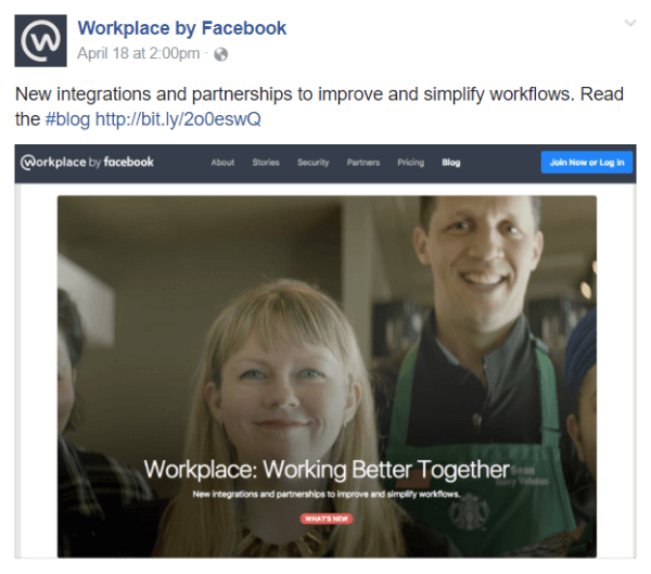 Facebook a anunțat câteva noi integrări și parteneriate în cadrul instrumentului de comunicare al echipei Workplace by Facebook.